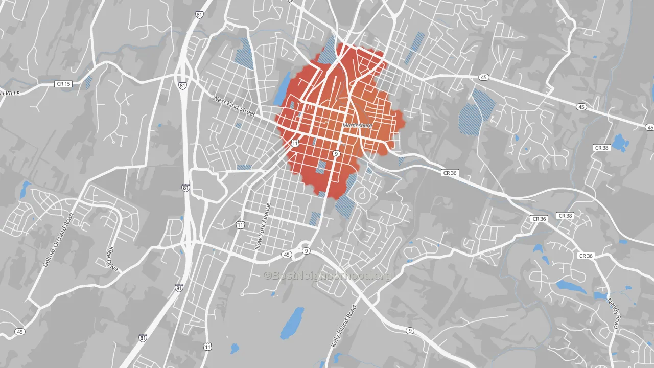 Transit Grade map of Berkeley Place, Martinsburg, WV