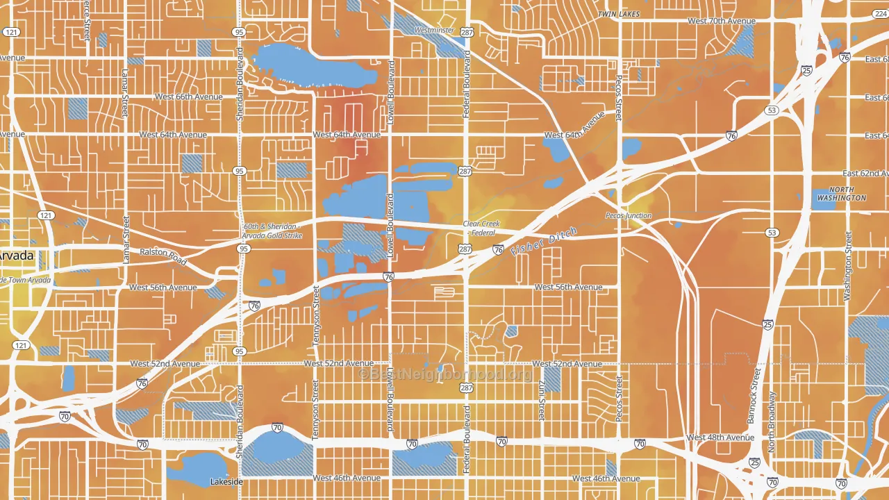 Transit Grade map of Berkley, CO