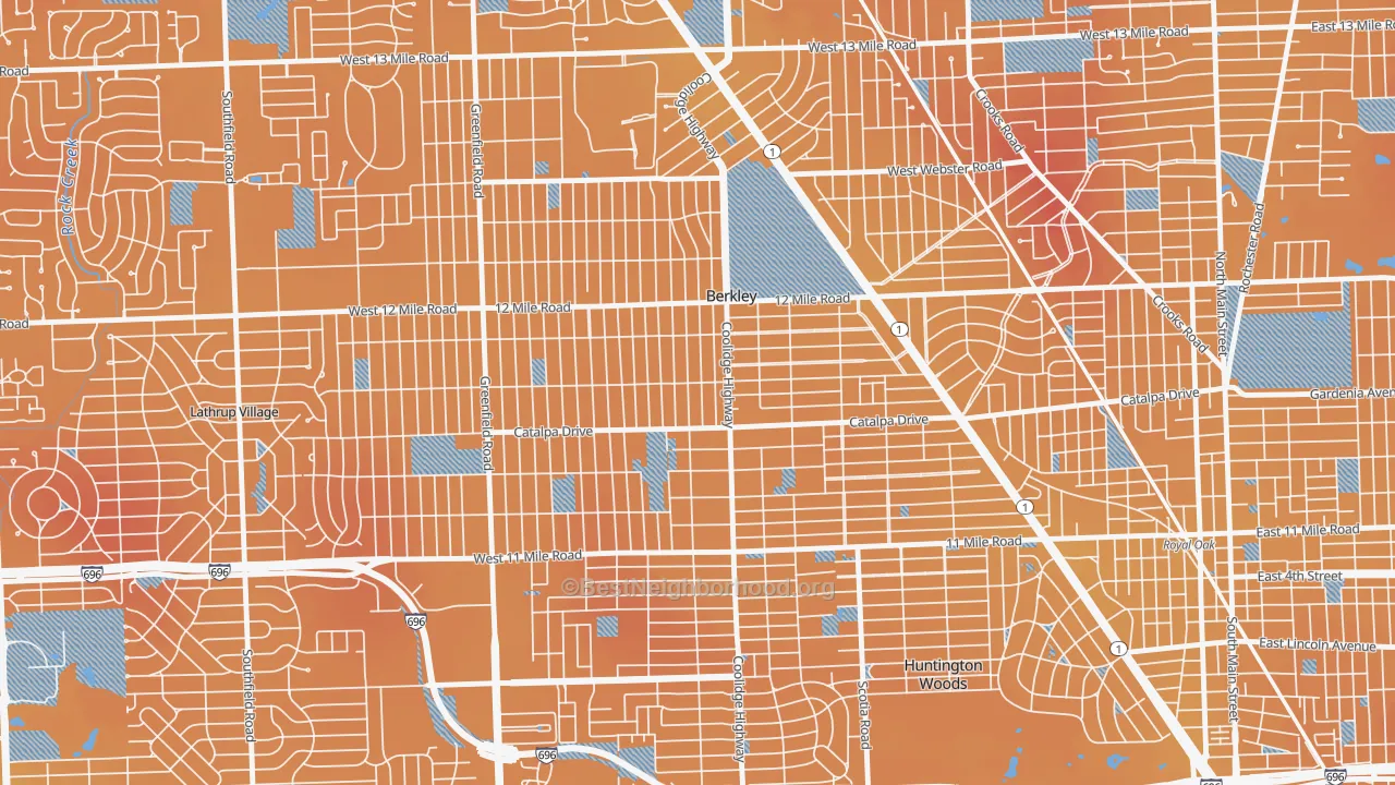 Transit Grade map of Berkley, MI