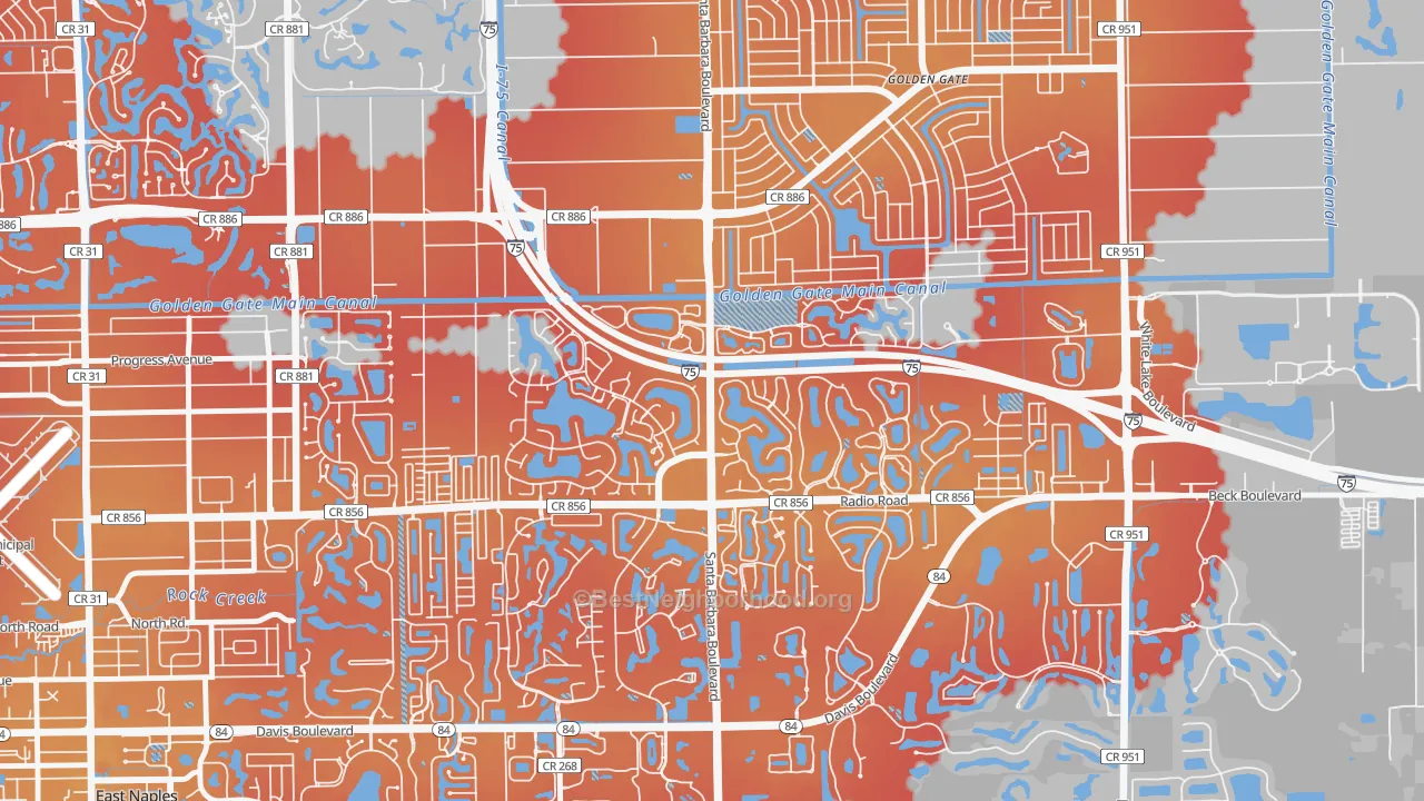 Transit Grade map of Berkshire Lakes, Naples, FL