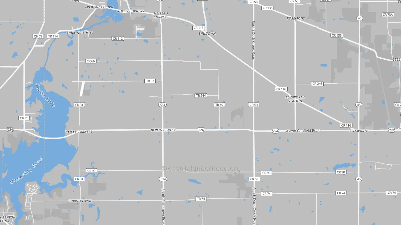 Transit Grade map of Berlin Center, OH