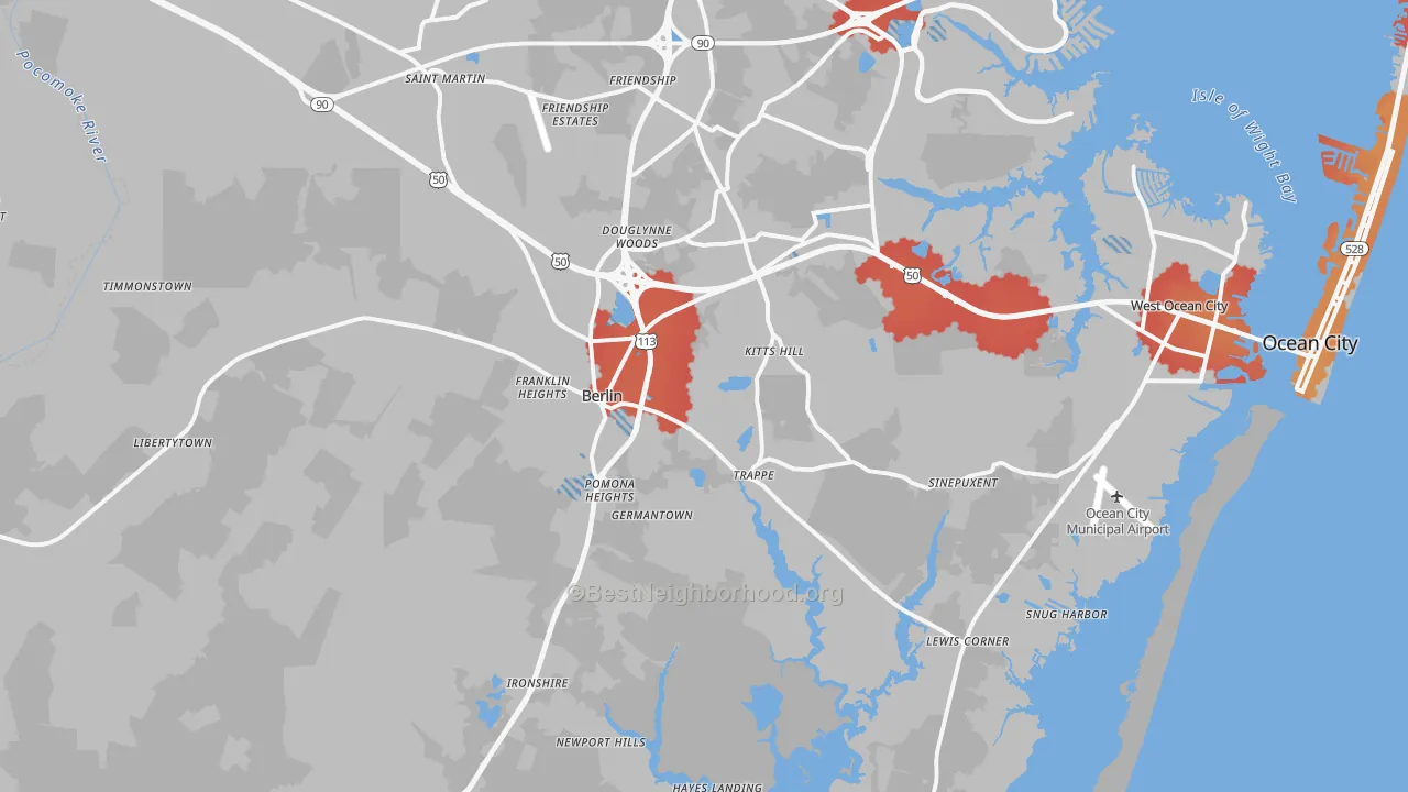 Transit Grade map of Berlin, MD