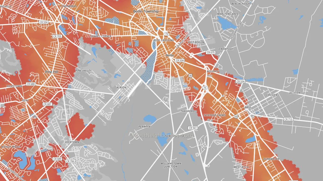 Transit Grade map of Berlin, NJ