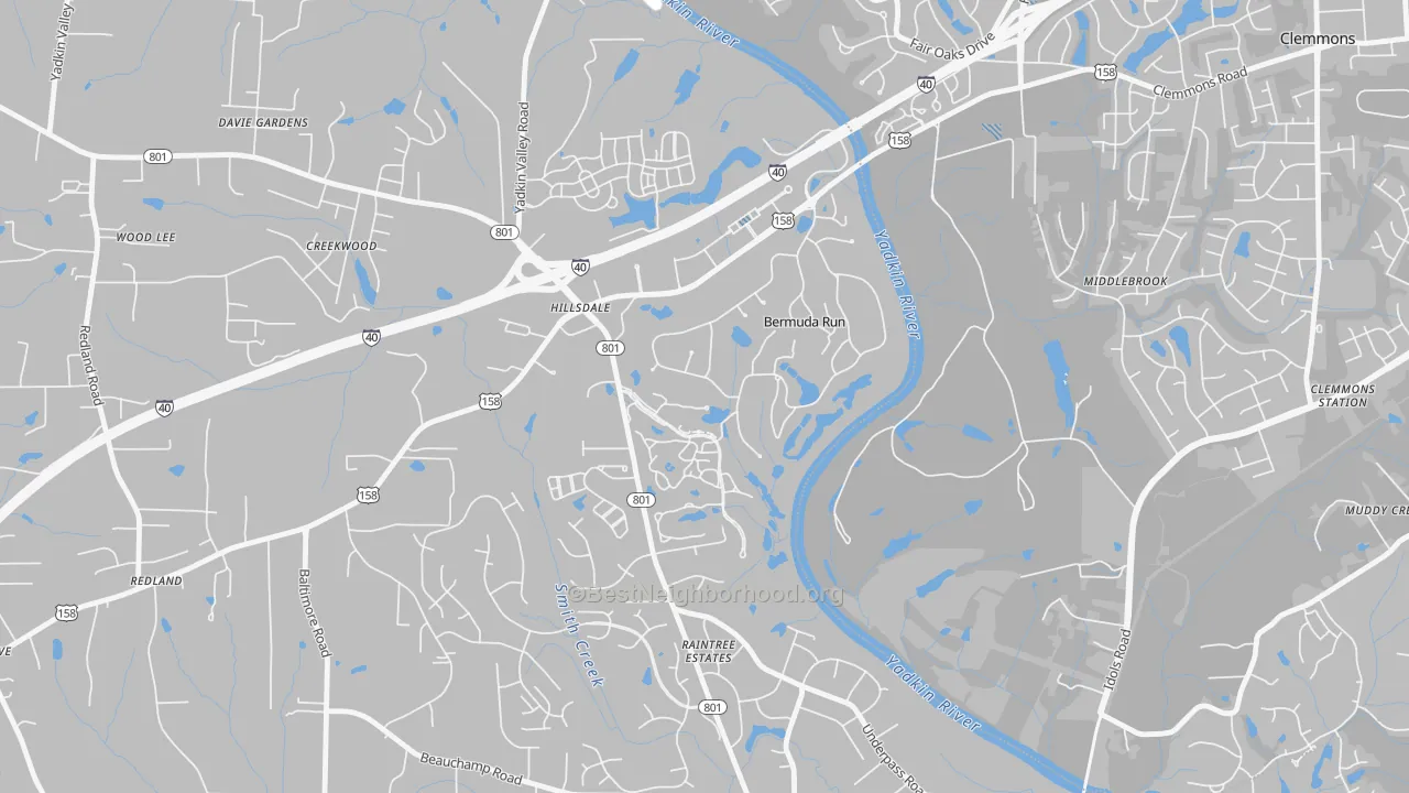 Transit Grade map of Bermuda Run, NC