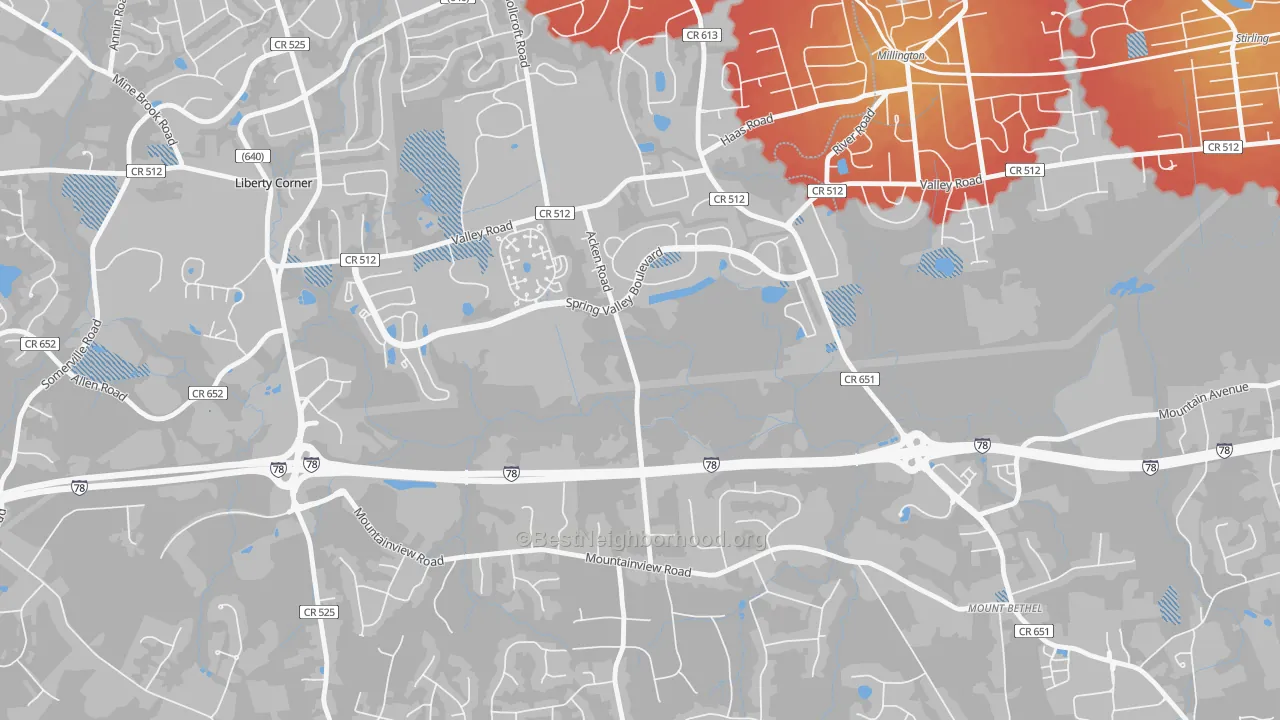 Transit Grade map of Bernards, NJ