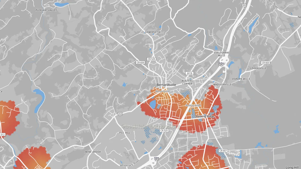 Transit Grade map of Bernardsville, NJ