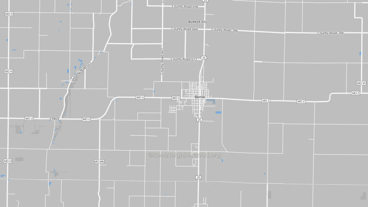 Transit Grade map of Bernie, MO