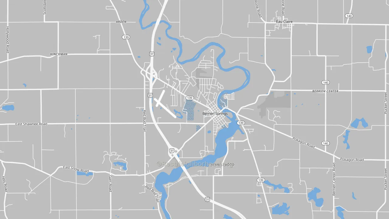 Transit Grade map of Berrien Springs, MI