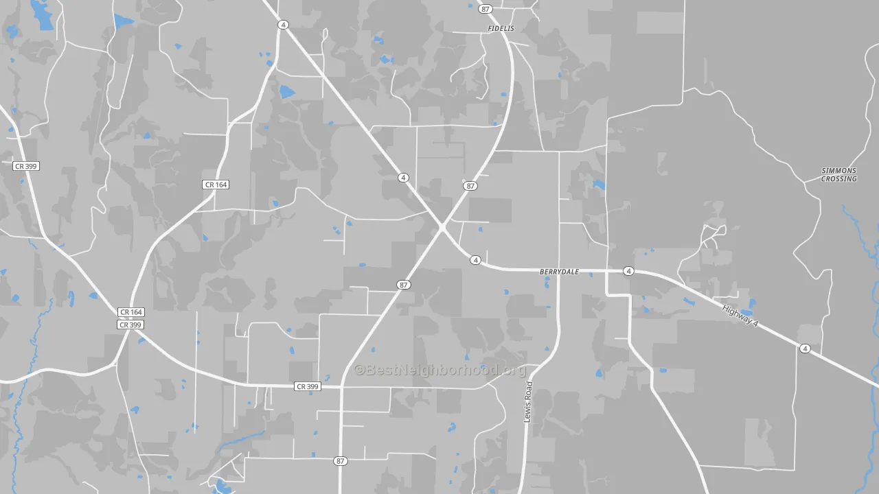 Transit Grade map of Berrydale, FL