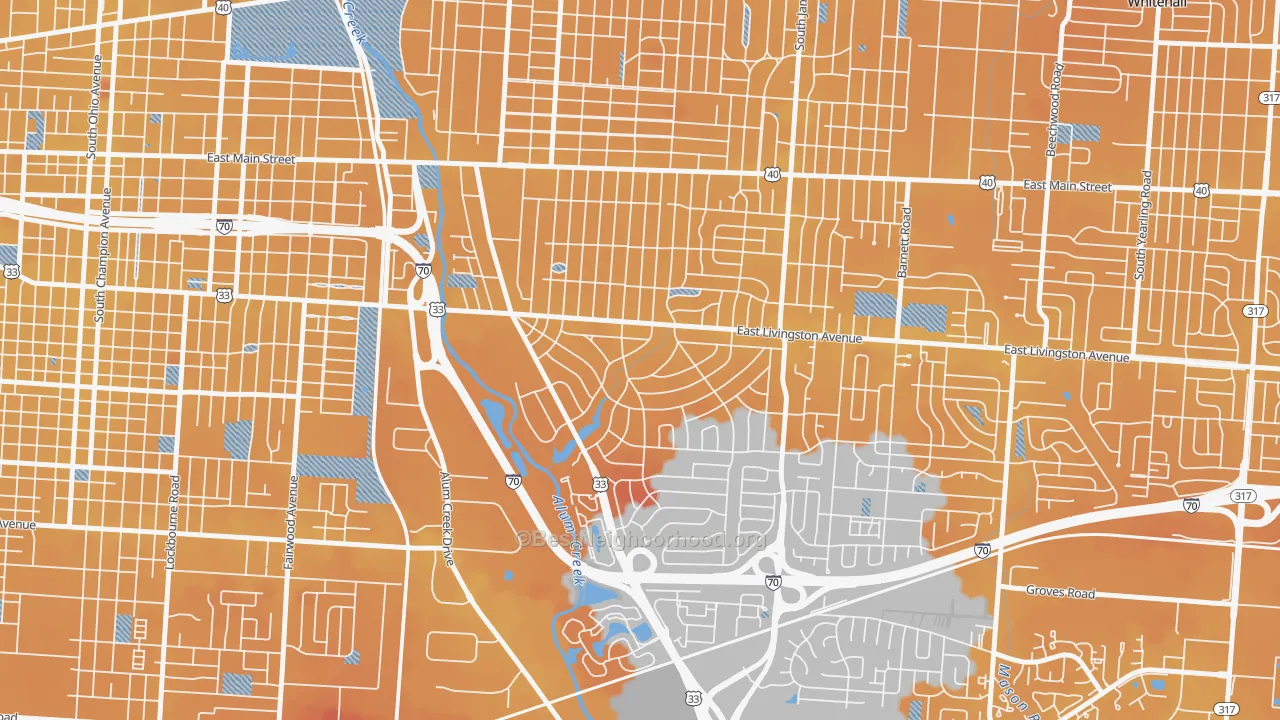 Transit Grade map of Berwick, Columbus, OH