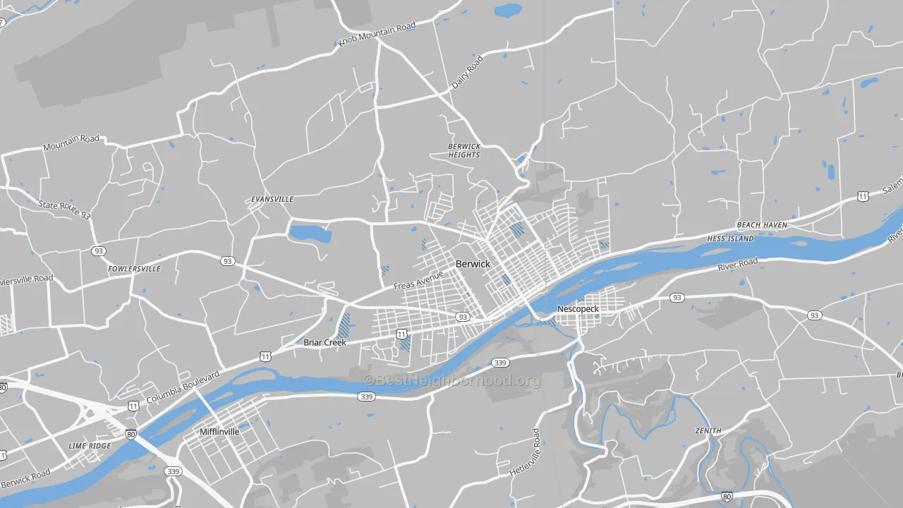 Transit Grade map of Berwick, PA