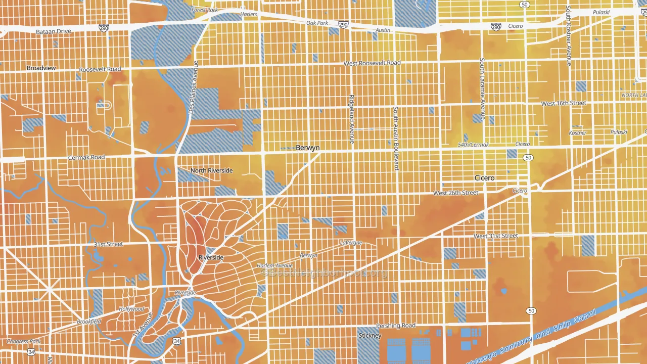 Transit Grade map of Berwyn, IL