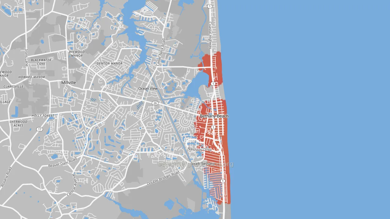 Transit Grade map of Bethany Beach, DE