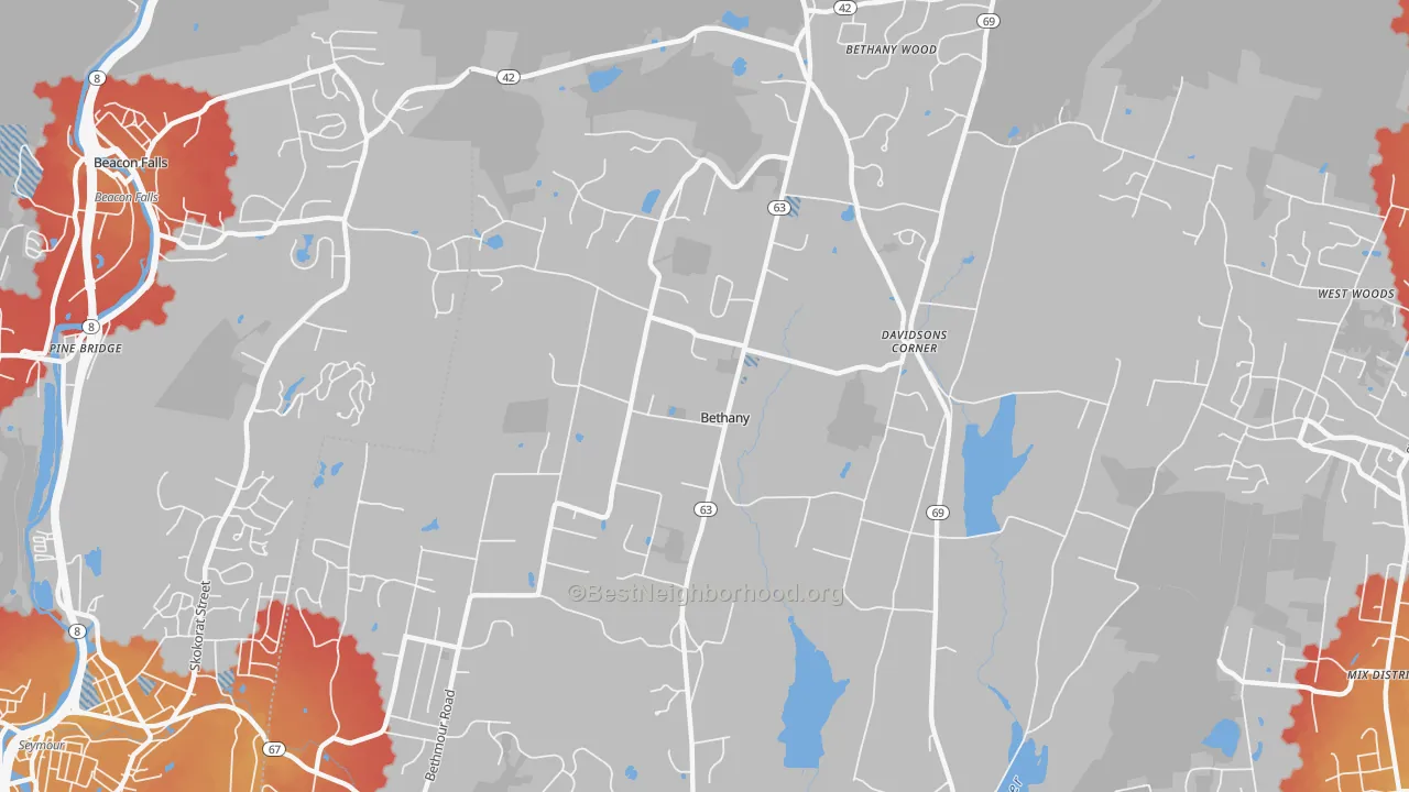 Transit Grade map of Bethany, CT