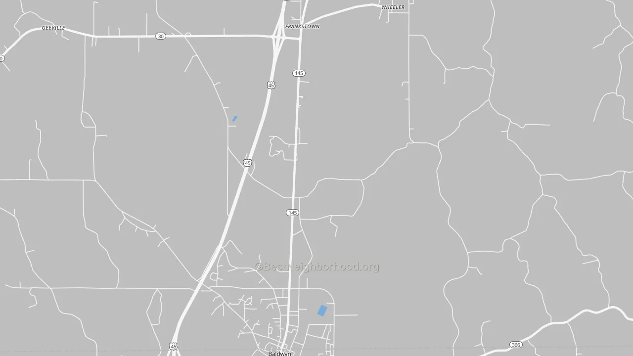 Transit Grade map of Bethany, MS