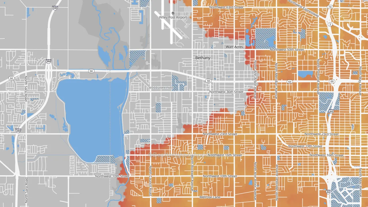 Transit Grade map of Bethany, OK