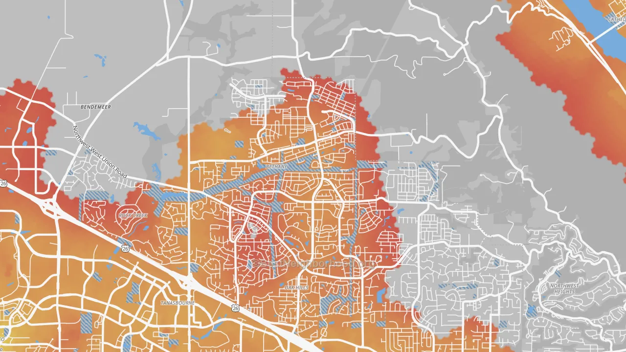 Transit Grade map of Bethany, OR