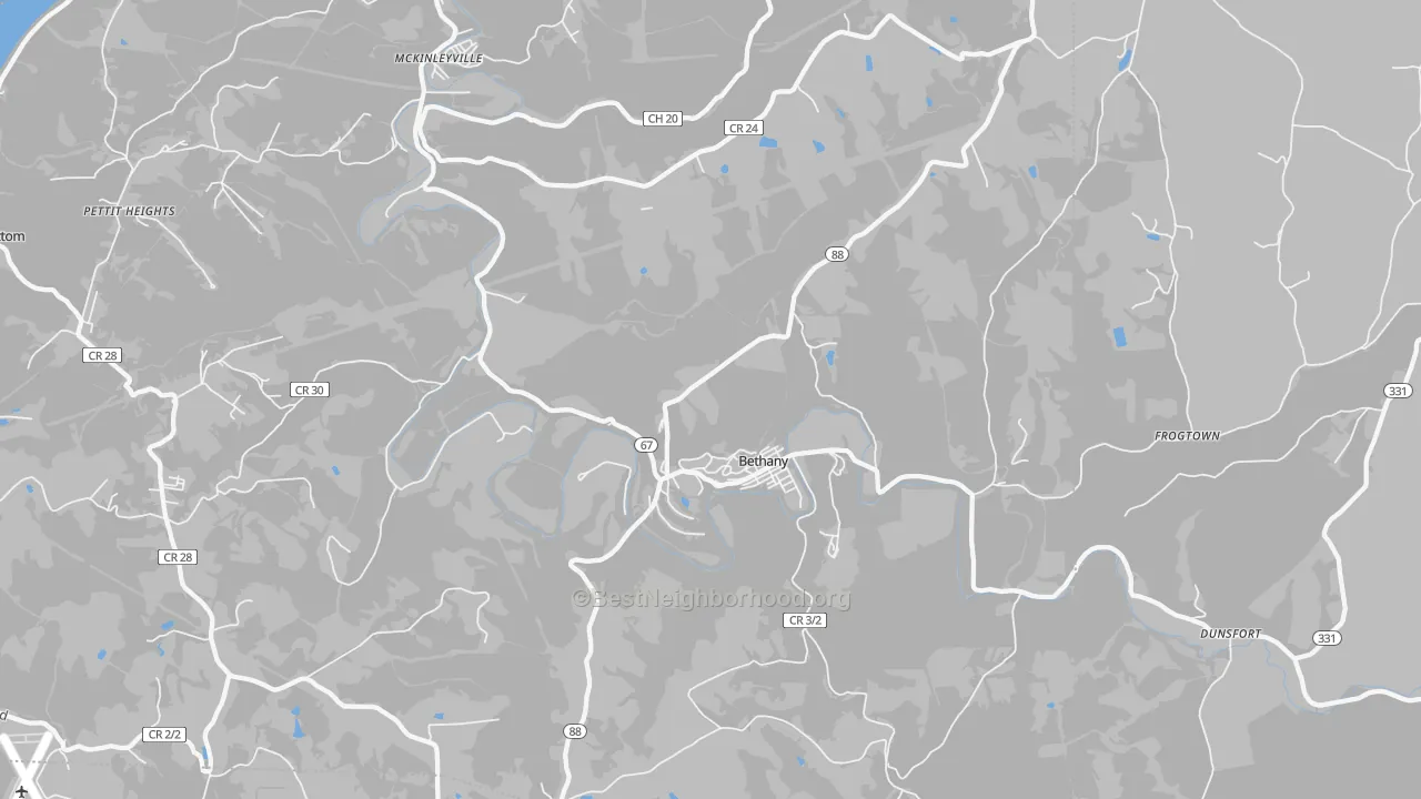 Transit Grade map of Bethany, WV