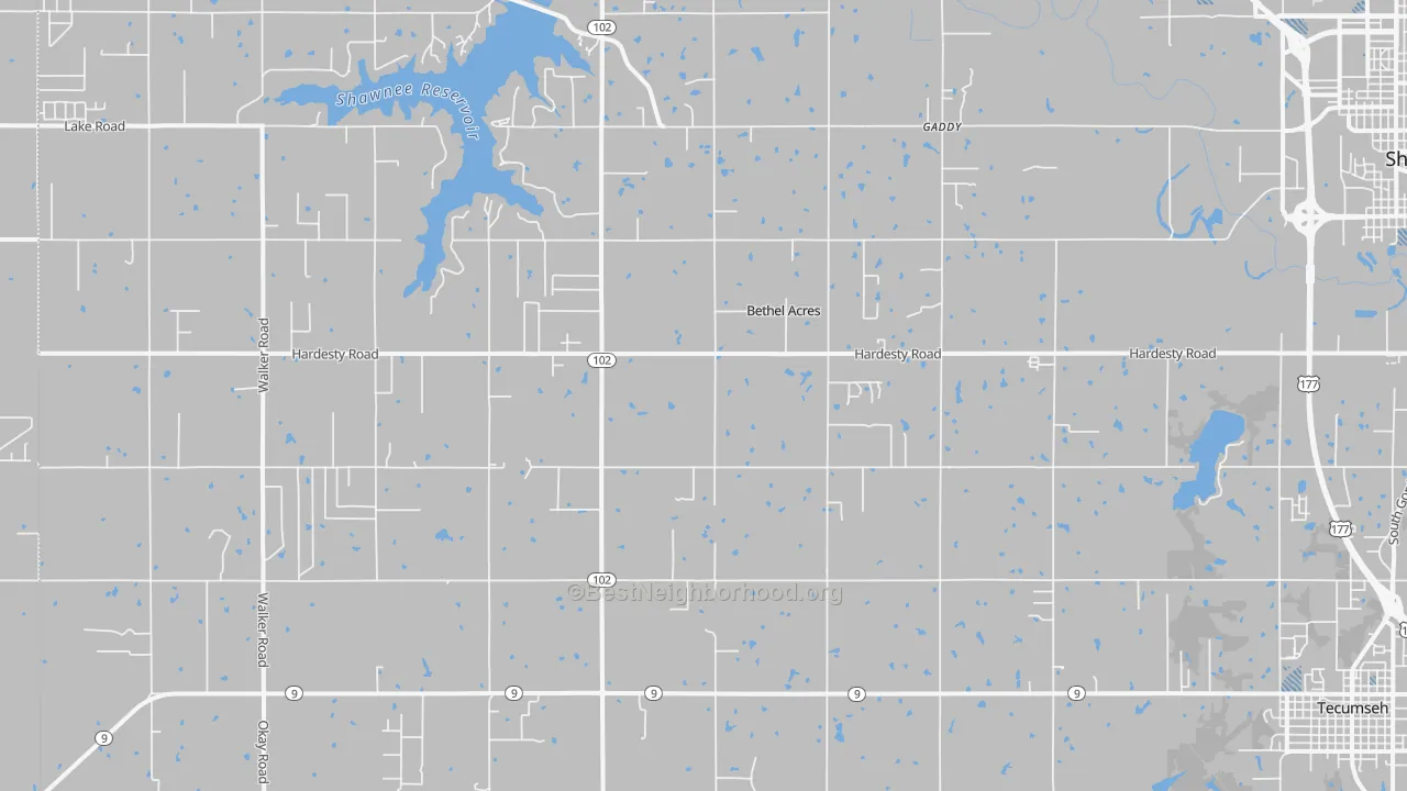 Transit Grade map of Bethel Acres, OK