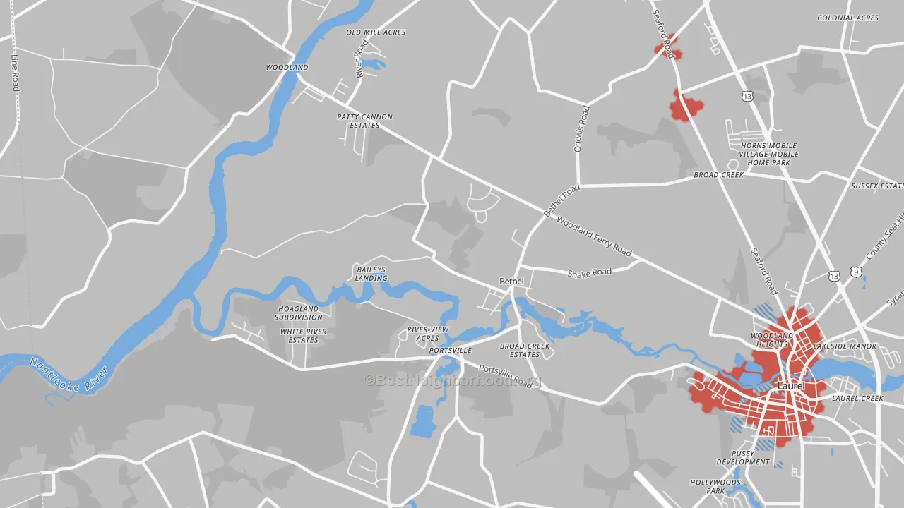 Transit Grade map of Bethel, DE
