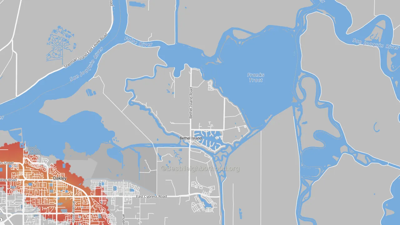 Transit Grade map of Bethel Island, CA