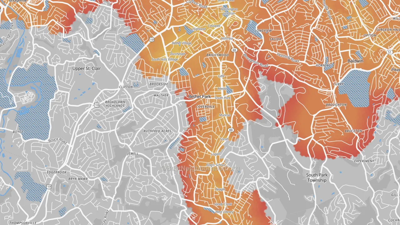 Transit Grade map of Bethel Park, PA