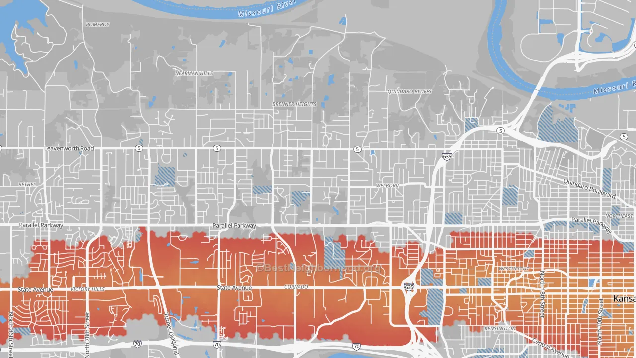 Transit Grade map of Bethel Welborn, Kansas City, KS