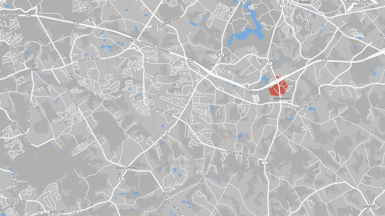 Transit Grade map of Bethlehem, GA