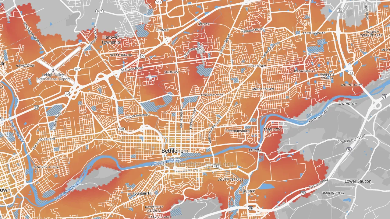 Transit Grade map of Bethlehem, PA