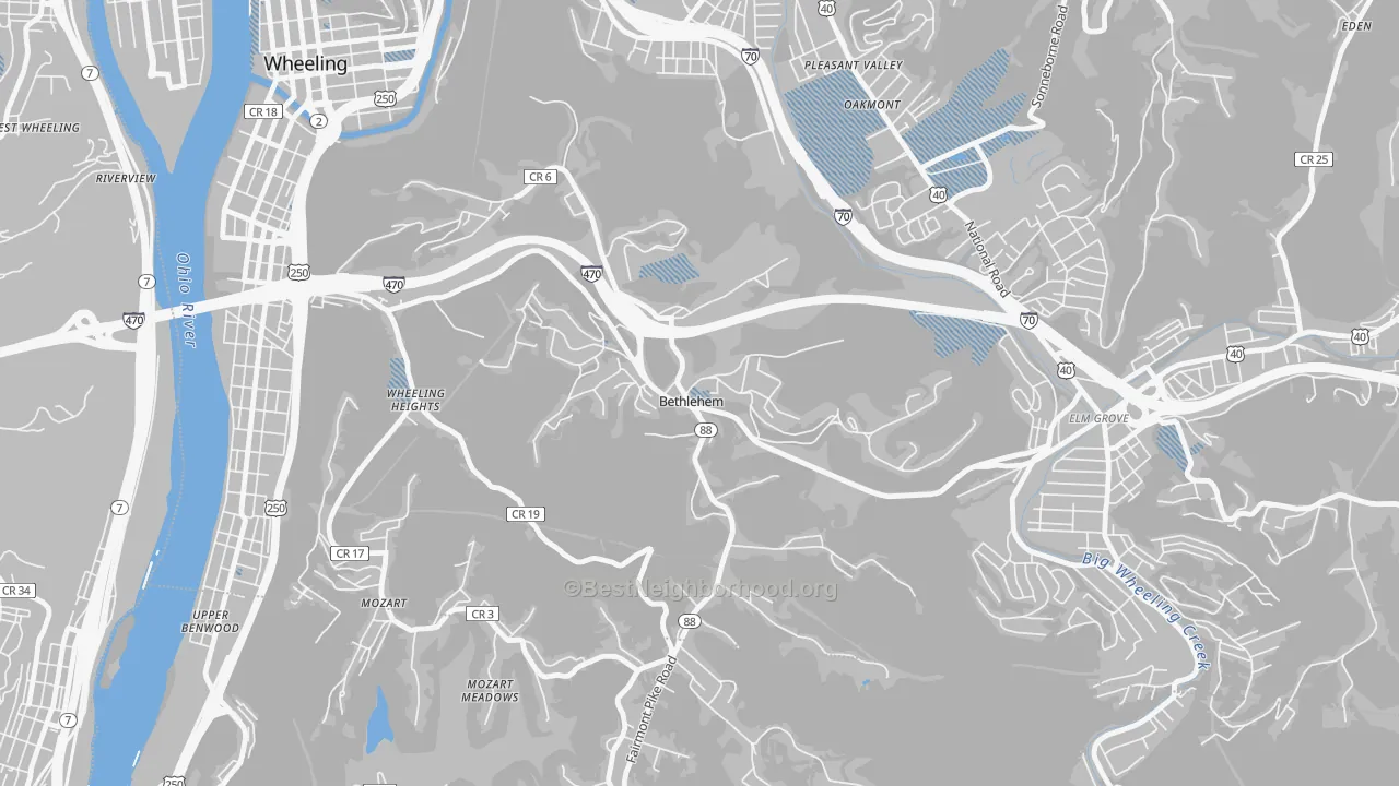 Transit Grade map of Bethlehem, WV