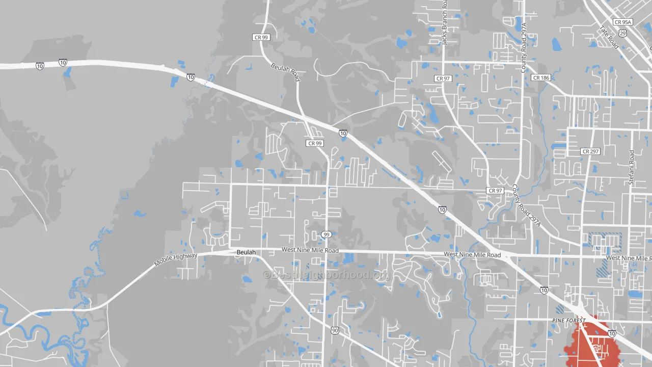 Transit Grade map of Beulah, FL