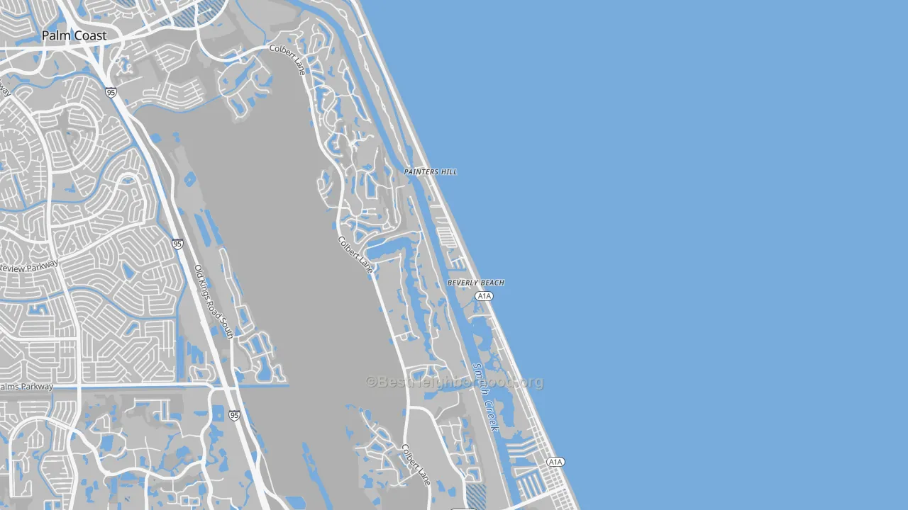 Transit Grade map of Beverly Beach, FL