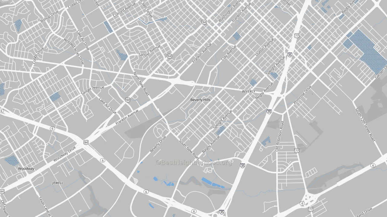 Transit Grade map of Beverly Hills, TX