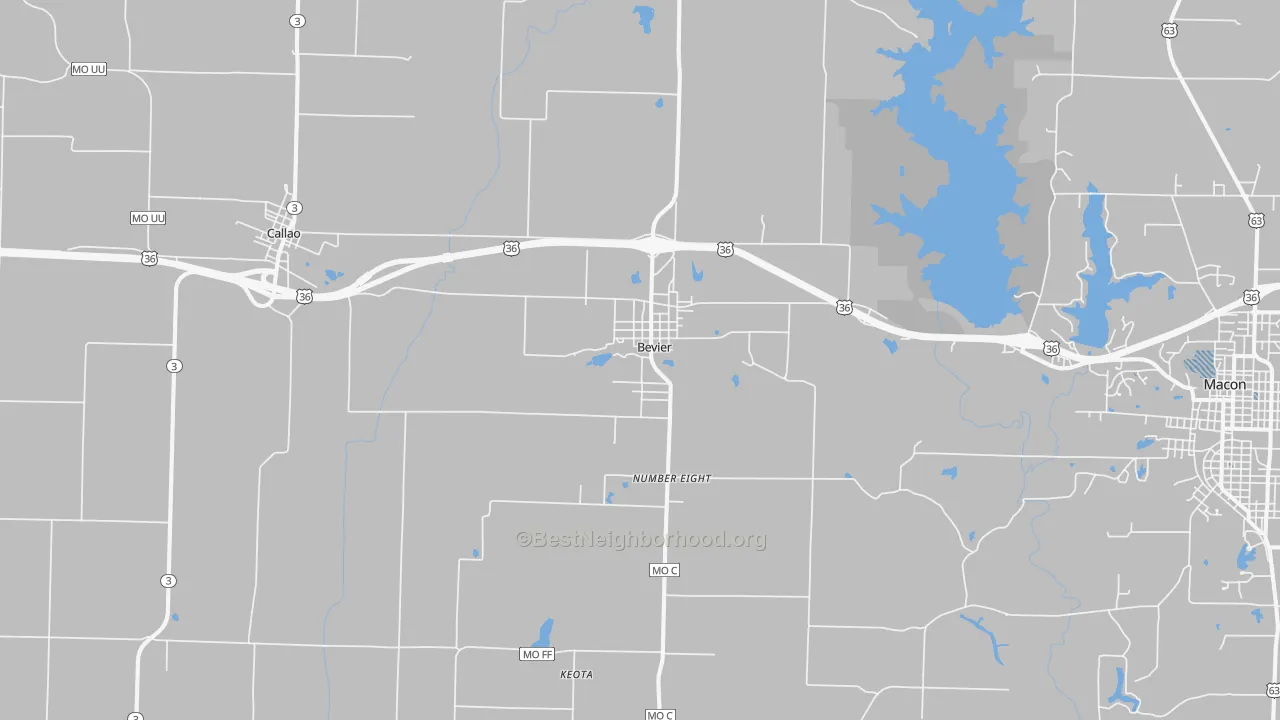Transit Grade map of Bevier, MO