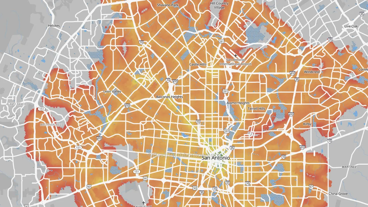 Transit Grade map of Bexar County, TX