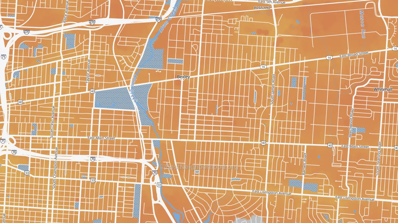 Transit Grade map of Bexley, OH