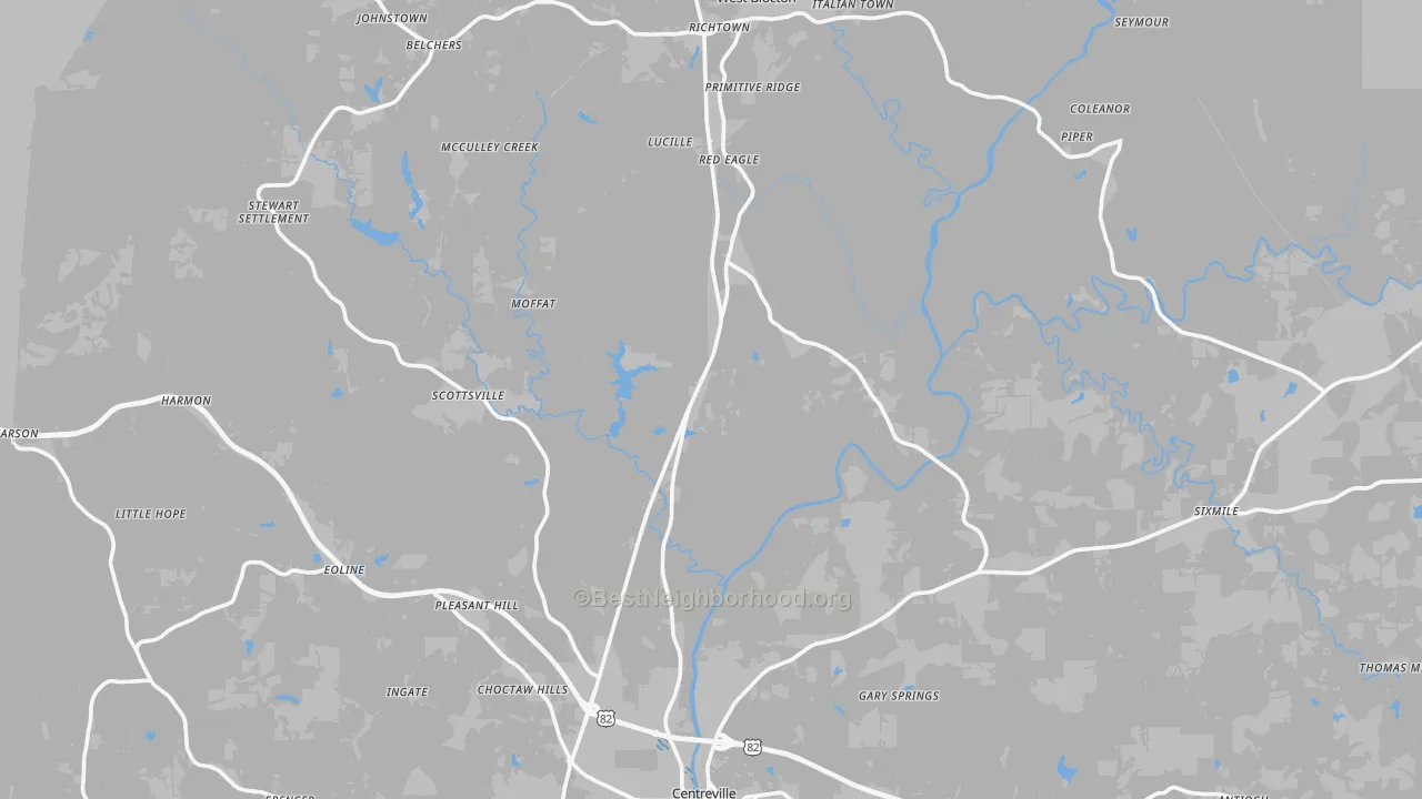 Transit Grade map of Bibb County, AL