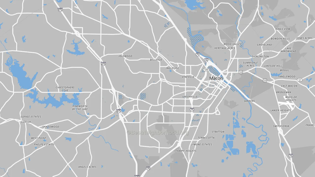 Transit Grade map of Bibb County, GA