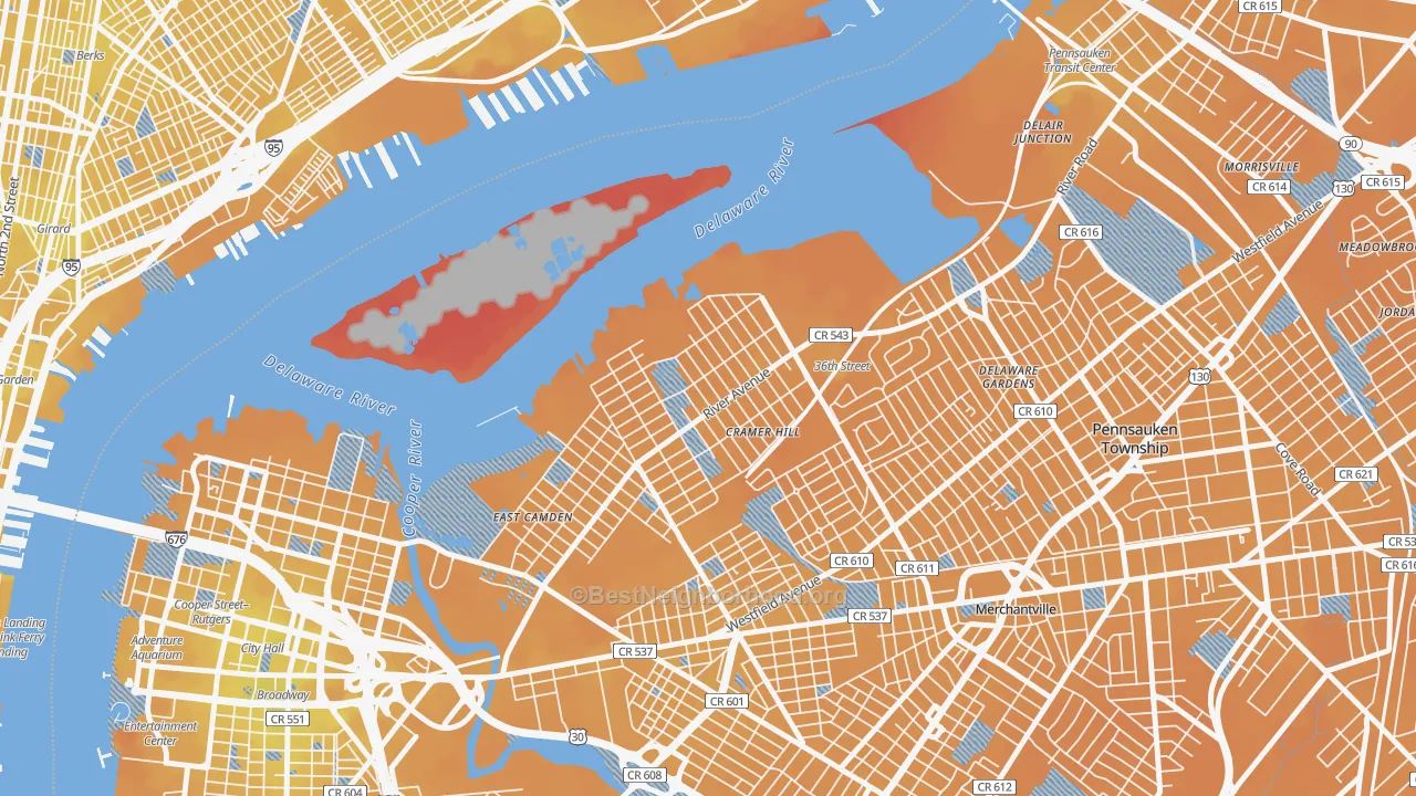Transit Grade map of Biedeman, Camden, NJ
