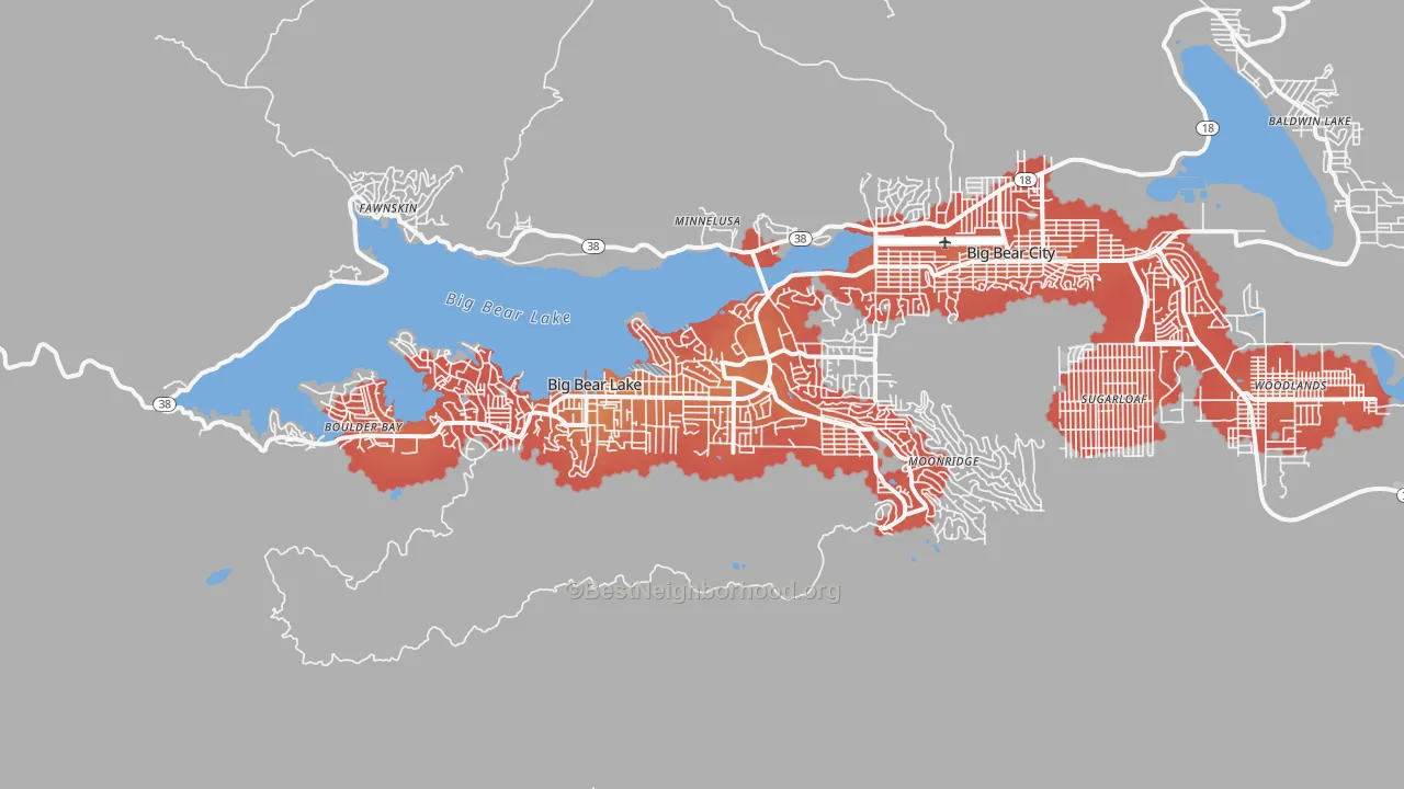 Transit Grade map of Big Bear Lake, CA