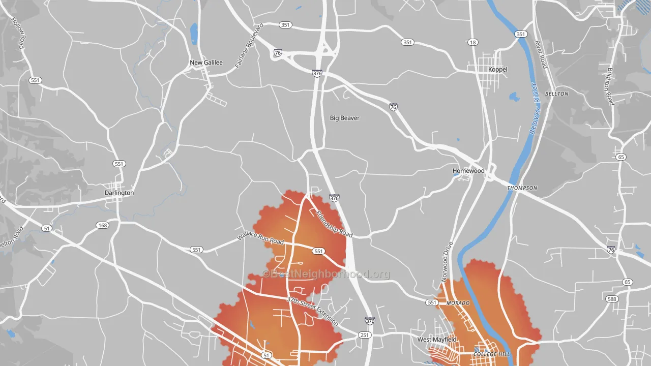 Transit Grade map of Big Beaver, PA