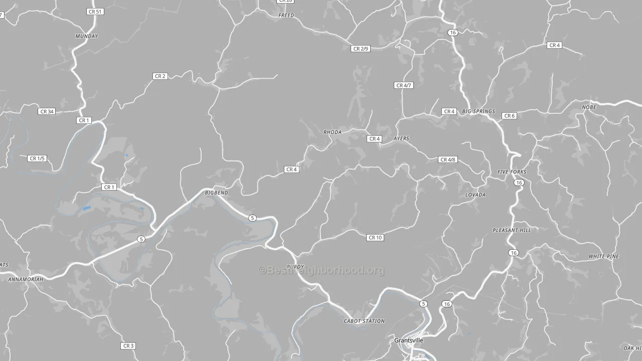 Transit Grade map of Big Bend, WV