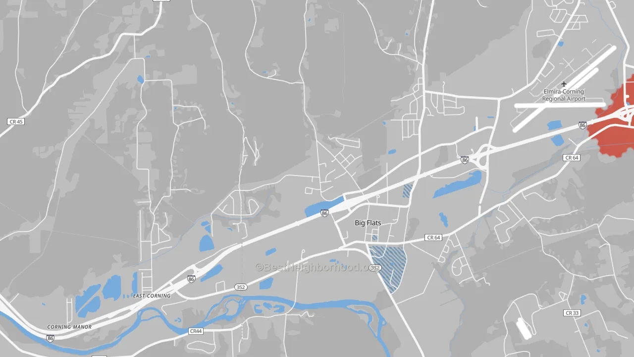 Transit Grade map of Big Flats, NY