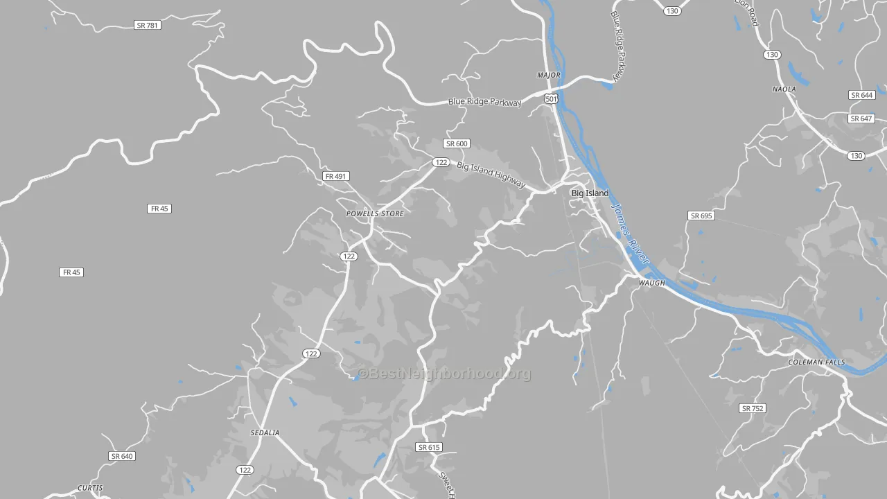 Transit Grade map of Big Island, VA