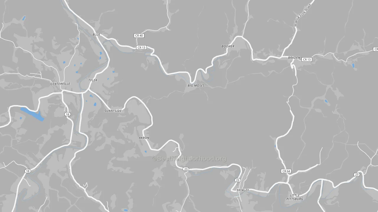 Transit Grade map of Big Moses, WV