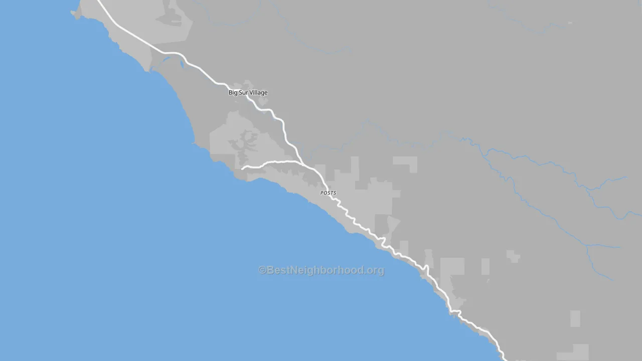 Transit Grade map of Big Sur, CA