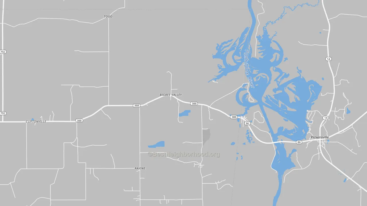 Transit Grade map of Bigbee Valley, MS