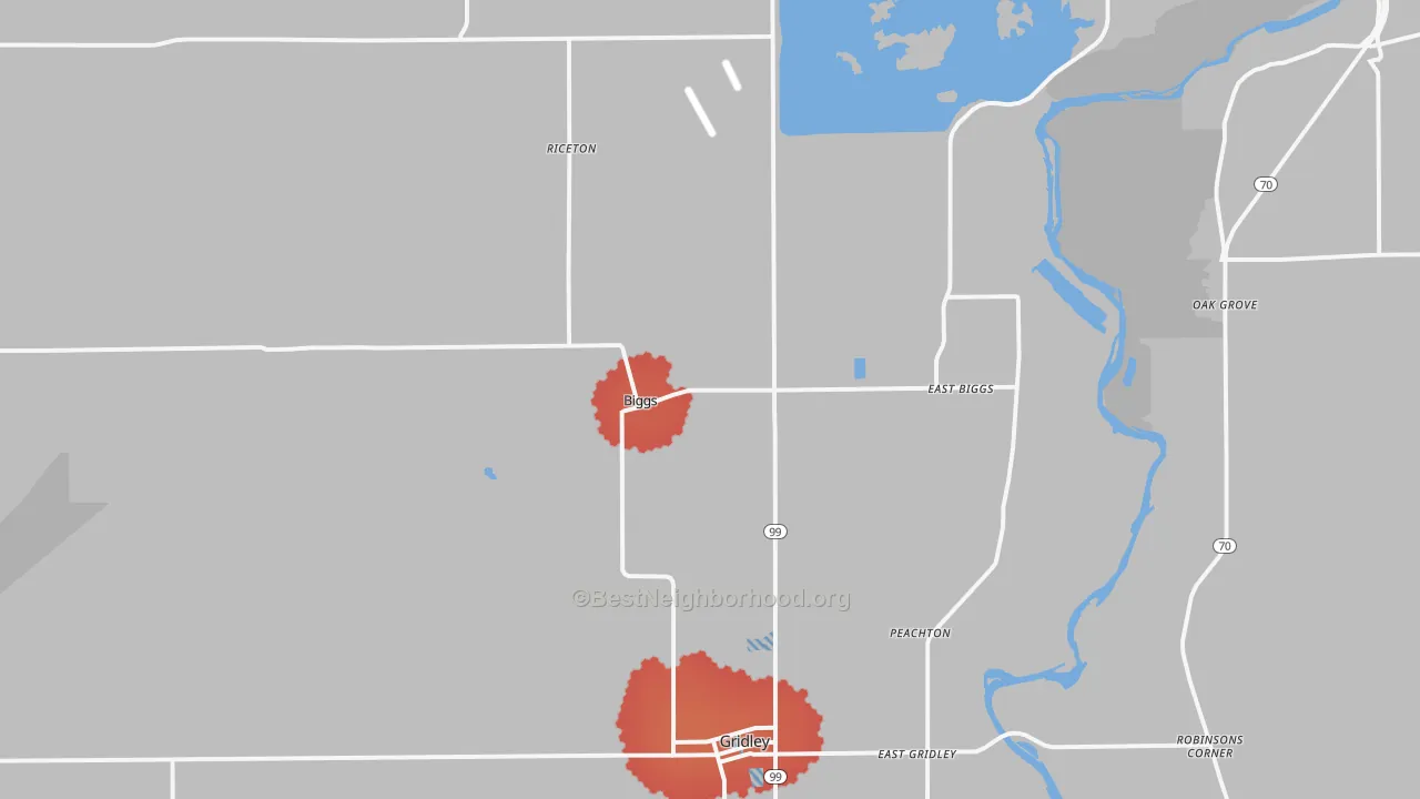 Transit Grade map of Biggs, CA