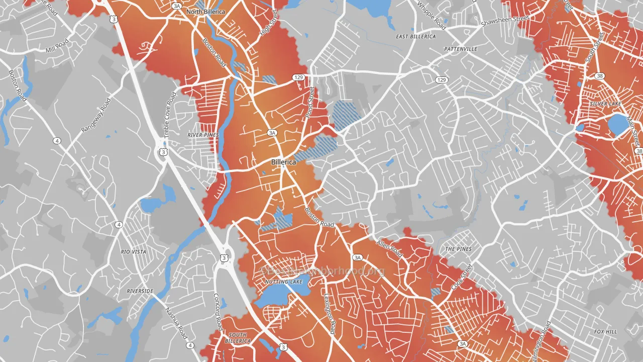 Transit Grade map of Billerica, MA
