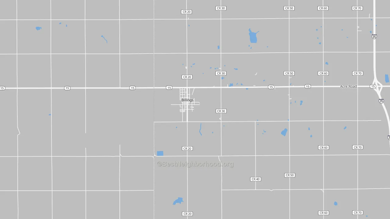 Transit Grade map of Billings, OK